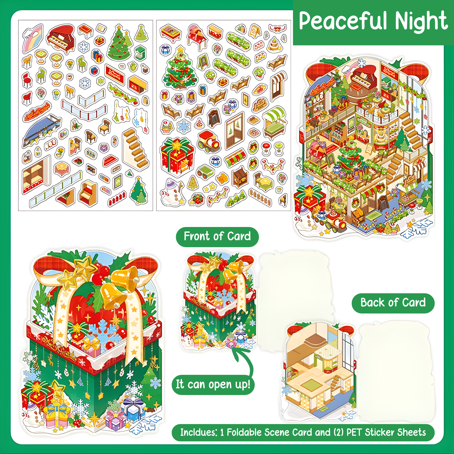 Peaceful Night 3D Foldable Scene Sticker (Holiday Edition)