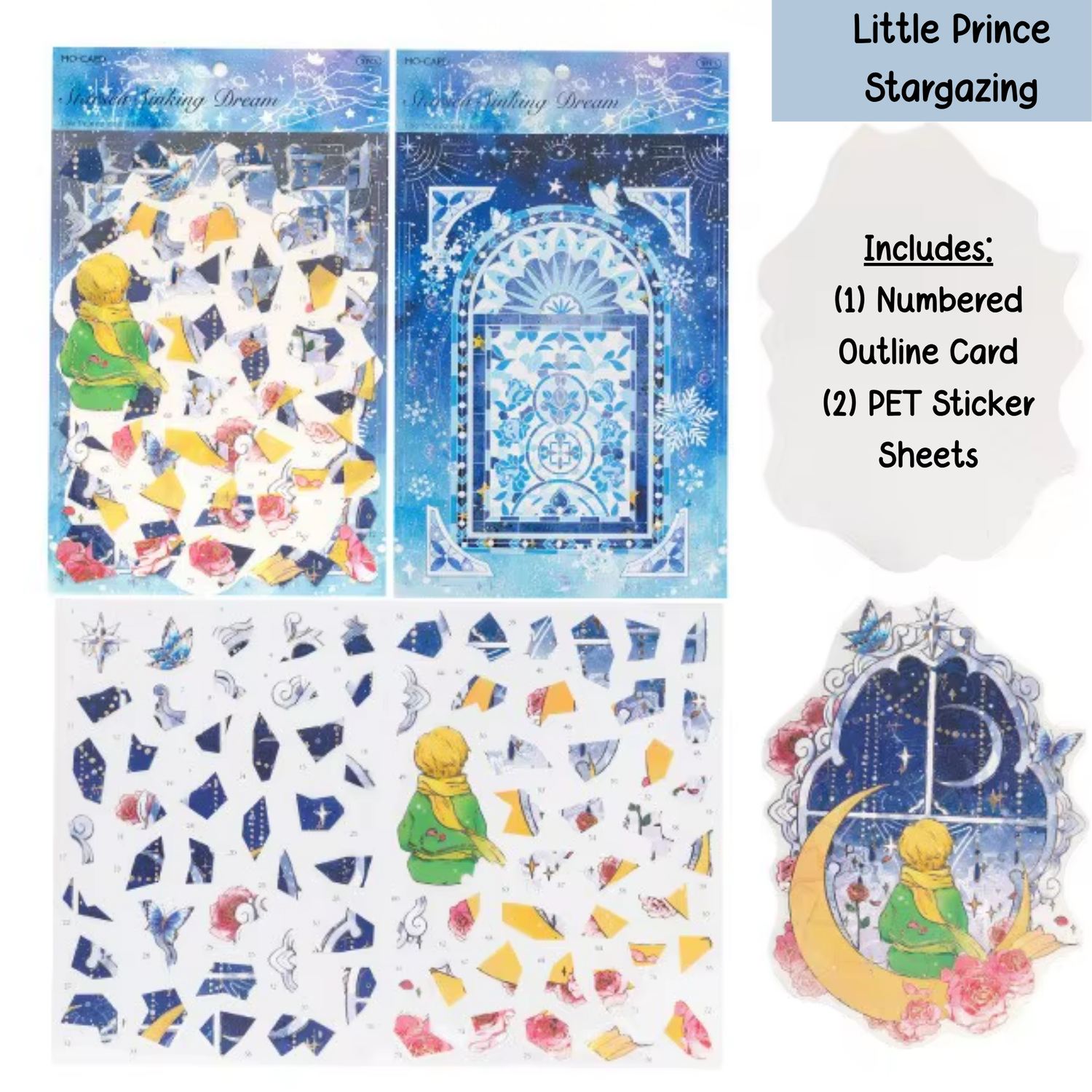 The Little Prince - Stargazing - Numbered Scene Sticker - (Gold Foiled)