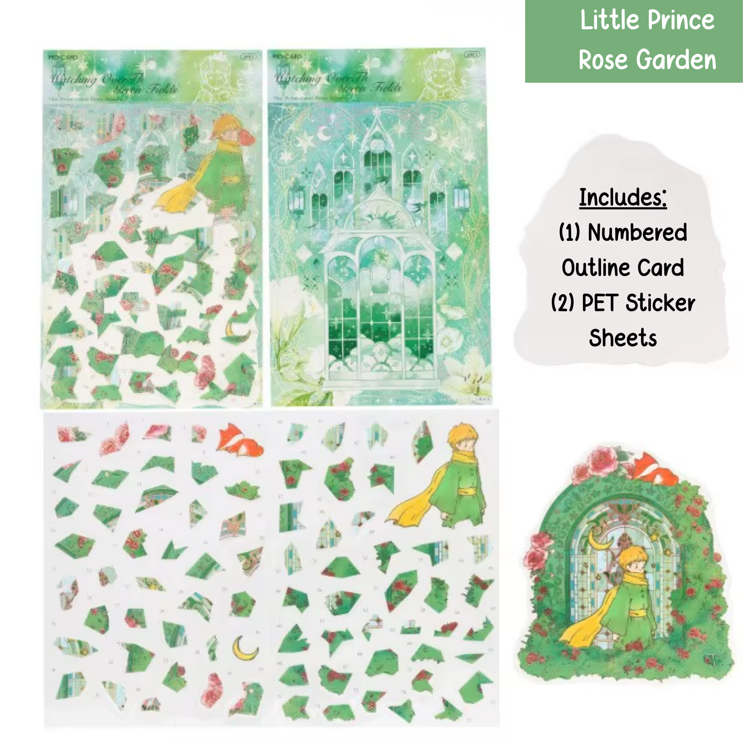The Little Prince - Rose Garden - Numbered Scene Sticker (Gold Foiled)