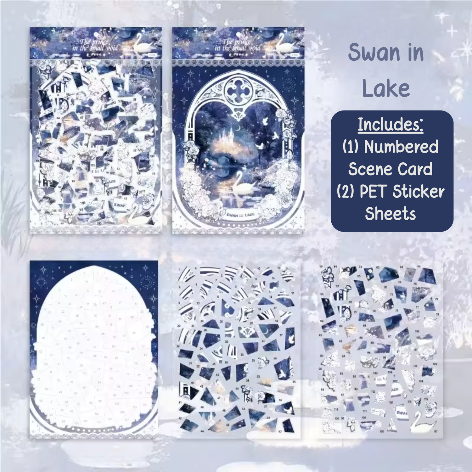Swan in Lake - Numbered Scene Sticker (Holographic)