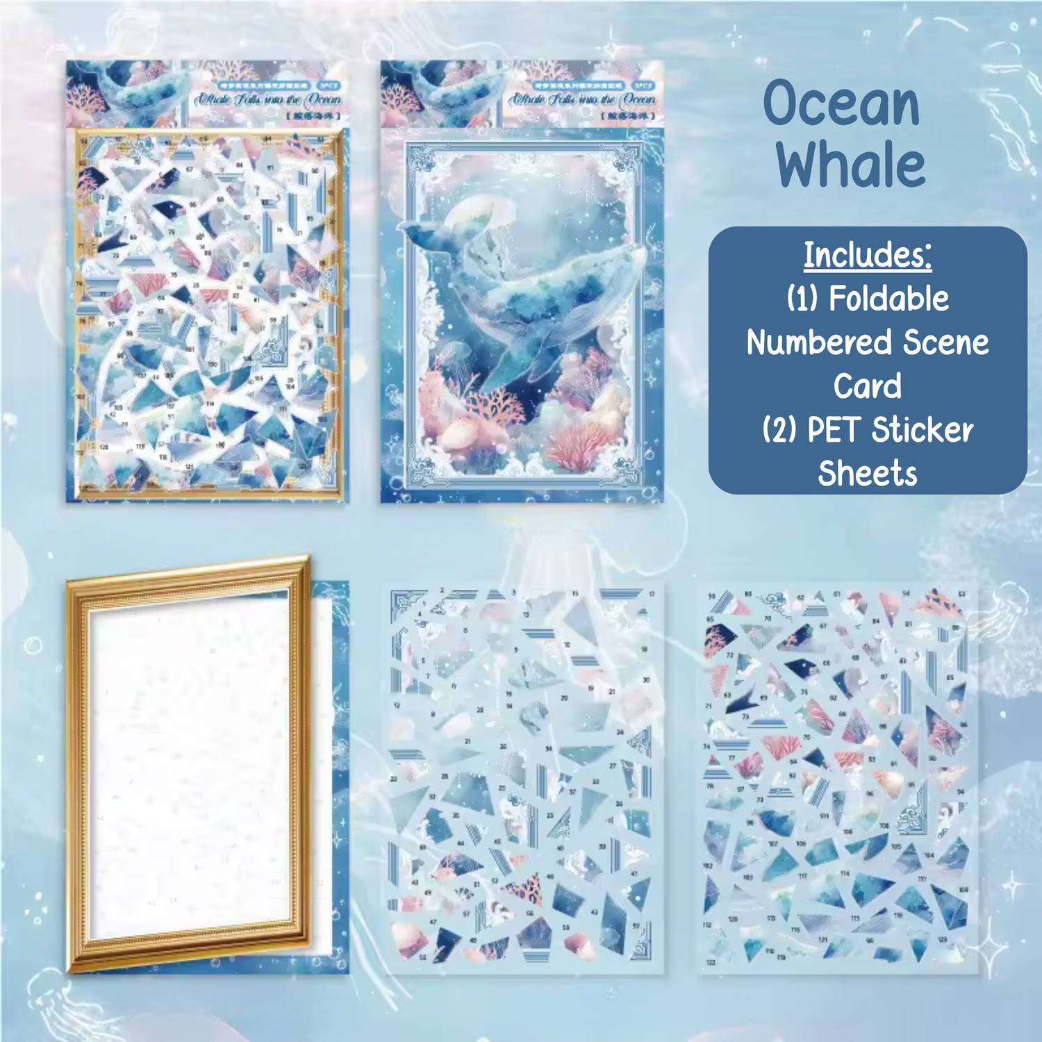 Ocean Whale - Foldable Numbered Scene Sticker (Holographic)